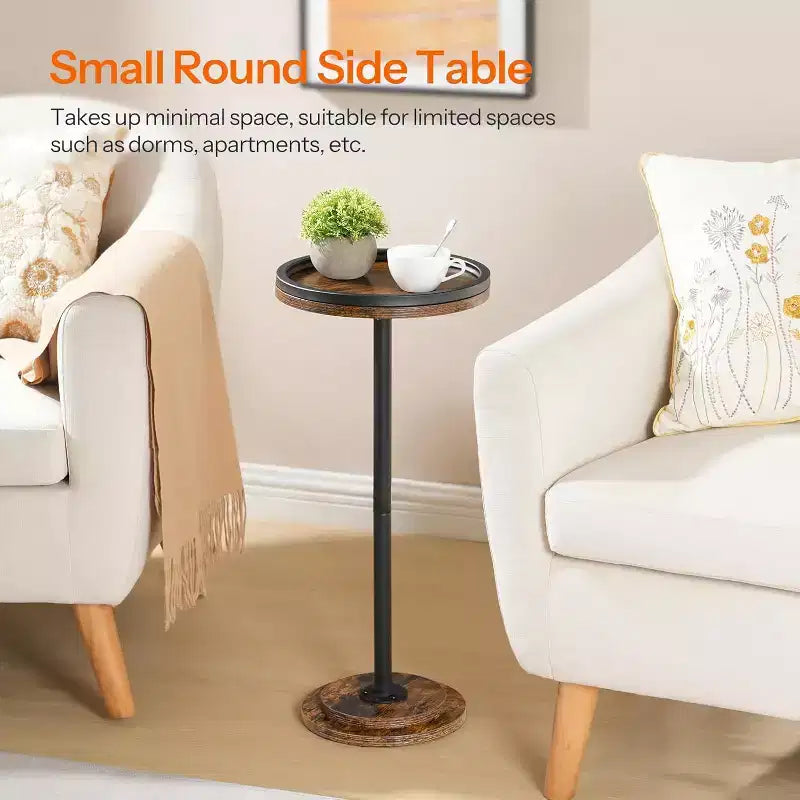 ALUCSET Petite Table d'Appoint Ronde, Table Basse, Table à Cocktail avec Piédestal pour Petits Espaces dans le Salon, la Chambre, à Côté du Canapé