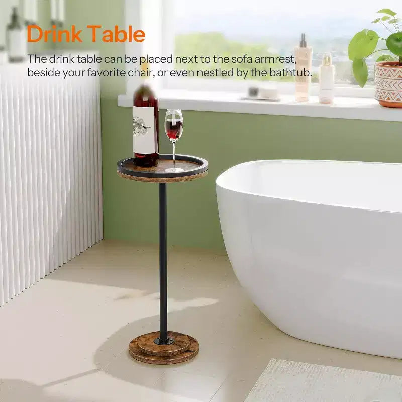 ALUCSET Petite Table d'Appoint Ronde, Table Basse, Table à Cocktail avec Piédestal pour Petits Espaces dans le Salon, la Chambre, à Côté du Canapé