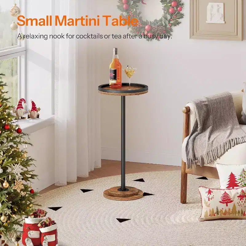 ALUCSET Petite Table d'Appoint Ronde, Table Basse, Table à Cocktail avec Piédestal pour Petits Espaces dans le Salon, la Chambre, à Côté du Canapé