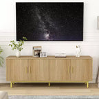 Dyonery 70 Meuble TV avec portes cannelées, Centre de divertissement avec rangementPS ! Étagère réglable, Console TV moderne pour salon et chambre à coucher,