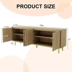 Dyonery 70 Meuble TV avec portes cannelées, Centre de divertissement avec rangementPS ! Étagère réglable, Console TV moderne pour salon et chambre à coucher,