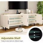 Dyonery 70 Meuble TV avec portes cannelées, Centre de divertissement avec rangementPS ! Étagère réglable, Console TV moderne pour salon et chambre à coucher,
