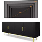 Dyonery 70 Meuble TV avec portes cannelées, Centre de divertissement avec rangementPS ! Étagère réglable, Console TV moderne pour salon et chambre à coucher,