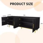 Dyonery 70 Meuble TV avec portes cannelées, Centre de divertissement avec rangementPS ! Étagère réglable, Console TV moderne pour salon et chambre à coucher,