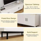 Dyonery 70 Meuble TV avec portes cannelées, Centre de divertissement avec rangementPS ! Étagère réglable, Console TV moderne pour salon et chambre à coucher,