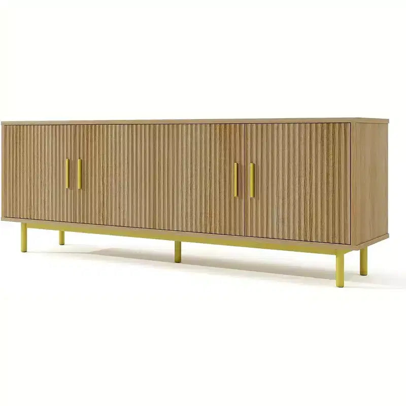 Dyonery 70 Meuble TV avec portes cannelées, Centre de divertissement avec rangementPS ! Étagère réglable, Console TV moderne pour salon et chambre à coucher,