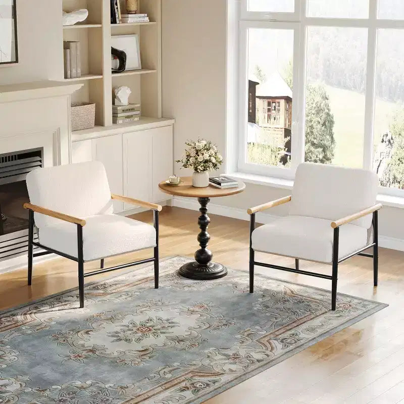 Fauteuil d'appoint moderne - Fauteuil simple rembourré, coussins d'assise épais, cadre en fer robuste - pour salon, chambre, réception, bureau, maison