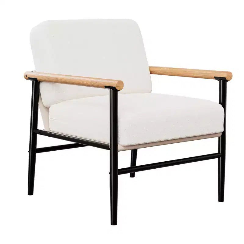 Fauteuil d'appoint moderne - Fauteuil simple rembourré, coussins d'assise épais, cadre en fer robuste - pour salon, chambre, réception, bureau, maison