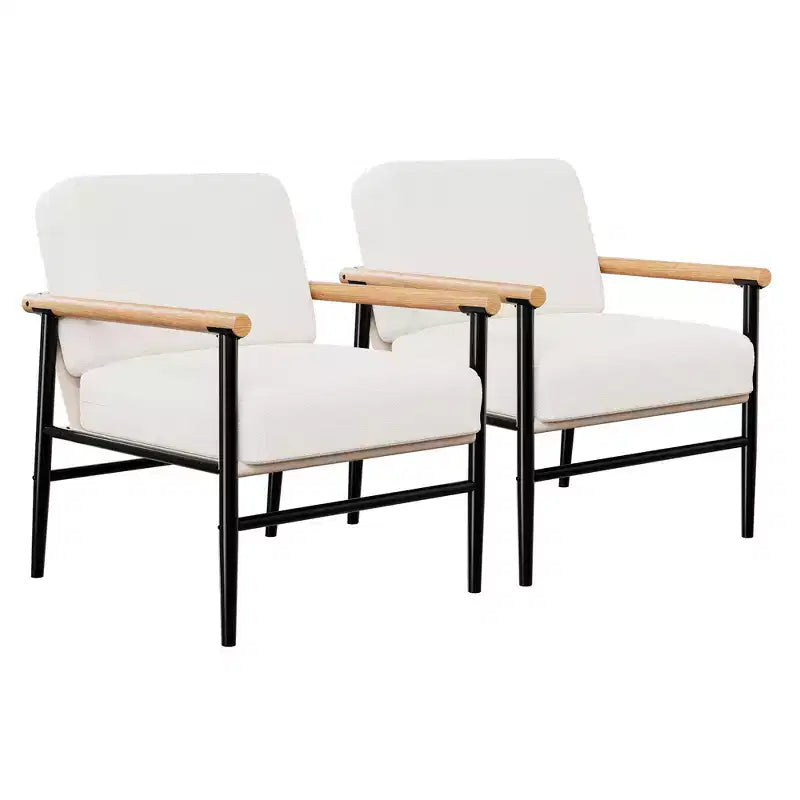 Fauteuil d'appoint moderne - Fauteuil simple rembourré, coussins d'assise épais, cadre en fer robuste - pour salon, chambre, réception, bureau, maison