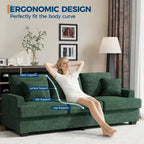 Canapé 3 places en similicuir de 218 cm avec sièges profonds, 2 coussins de dossier amovibles et 2 coussins décoratifs, imperméable, pour salon ou bureau, noir