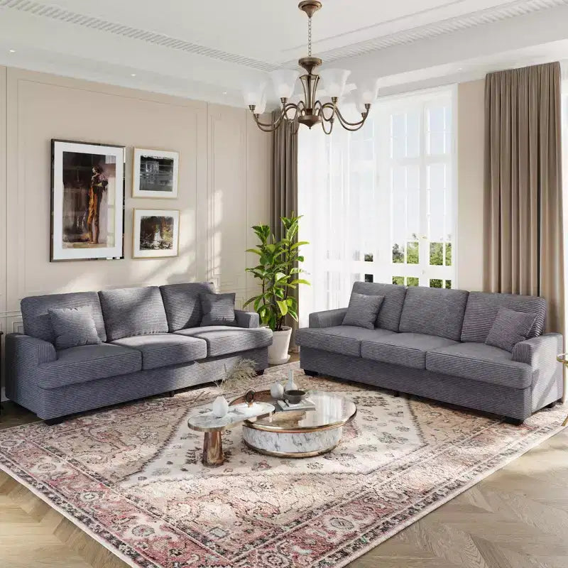 Canapé 3 places en similicuir de 218 cm avec sièges profonds, 2 coussins de dossier amovibles et 2 coussins décoratifs, imperméable, pour salon ou bureau, noir