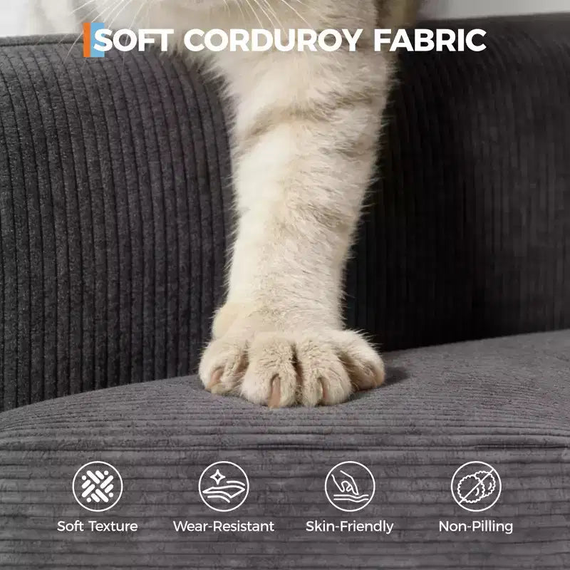 Canapé 3 places en similicuir de 218 cm avec sièges profonds, 2 coussins de dossier amovibles et 2 coussins décoratifs, imperméable, pour salon ou bureau, noir