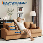 Canapé 3 places en similicuir de 218 cm avec sièges profonds, 2 coussins de dossier amovibles et 2 coussins décoratifs, imperméable, pour salon ou bureau, noir