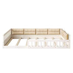 Lit plateforme en bois FAMYYT taille double, avec garde-corps, oreiller, montage facile