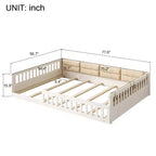 Lit plateforme en bois FAMYYT taille double, avec garde-corps, oreiller, montage facile