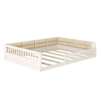 Lit plateforme en bois FAMYYT taille double, avec garde-corps, oreiller, montage facile