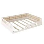 Lit plateforme en bois FAMYYT taille double, avec garde-corps, oreiller, montage facile