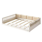 Lit plateforme en bois FAMYYT taille double, avec garde-corps, oreiller, montage facile
