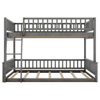 Lit en bois Queen Size FAMYYT avec barrière en forme de clôture, échelle, montage facile