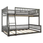 Lit en bois Queen Size FAMYYT avec barrière en forme de clôture, échelle, montage facile