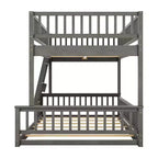 Lit en bois Queen Size FAMYYT avec barrière en forme de clôture, échelle, montage facile