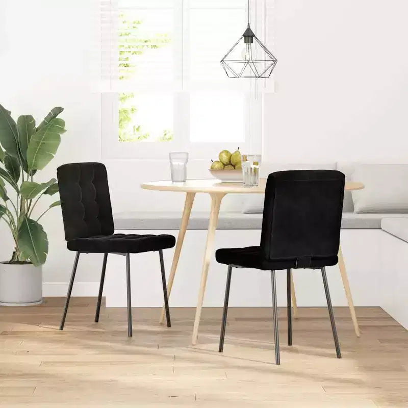 vidaXL Chaises de salle à manger 4 pcs Velours noir, Contreplaqué, Métal Standard