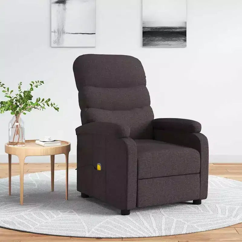 vidaXL Fauteuil de massage inclinable Tissu marron foncé