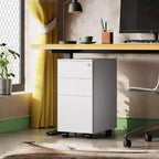 DEXYLLO Classeur mobile à 3 tiroirs pour bureau à domicile, classeur vertical mince de 11,8 pouces, organiseur de documents peu encombrant avec serrure