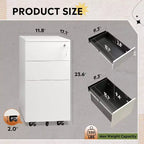 DEXYLLO Classeur mobile à 3 tiroirs pour bureau à domicile, classeur vertical mince de 11,8 pouces, organiseur de documents peu encombrant avec serrure