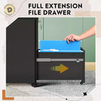 DEXYLLO Classeur mobile à 3 tiroirs pour bureau à domicile, classeur vertical mince de 11,8 pouces, organiseur de documents peu encombrant avec serrure