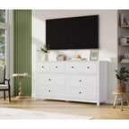 Commode à 8 tiroirs pour chambre à coucher - Commode simple et moderne en bois, double commode de rangement, tiroirs profonds, convient pour salon, couloir, entrée.