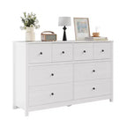 Commode à 8 tiroirs pour chambre à coucher - Commode simple et moderne en bois, double commode de rangement, tiroirs profonds, convient pour salon, couloir, entrée.
