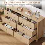Commode à 8 tiroirs pour chambre à coucher - Commode simple et moderne en bois, double commode de rangement, tiroirs profonds, convient pour salon, couloir, entrée.