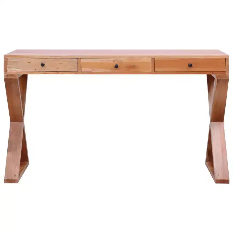 vidaXL Bureau d'ordinateur en bois d'acajou massif marron 115 x 47 x 77 cm