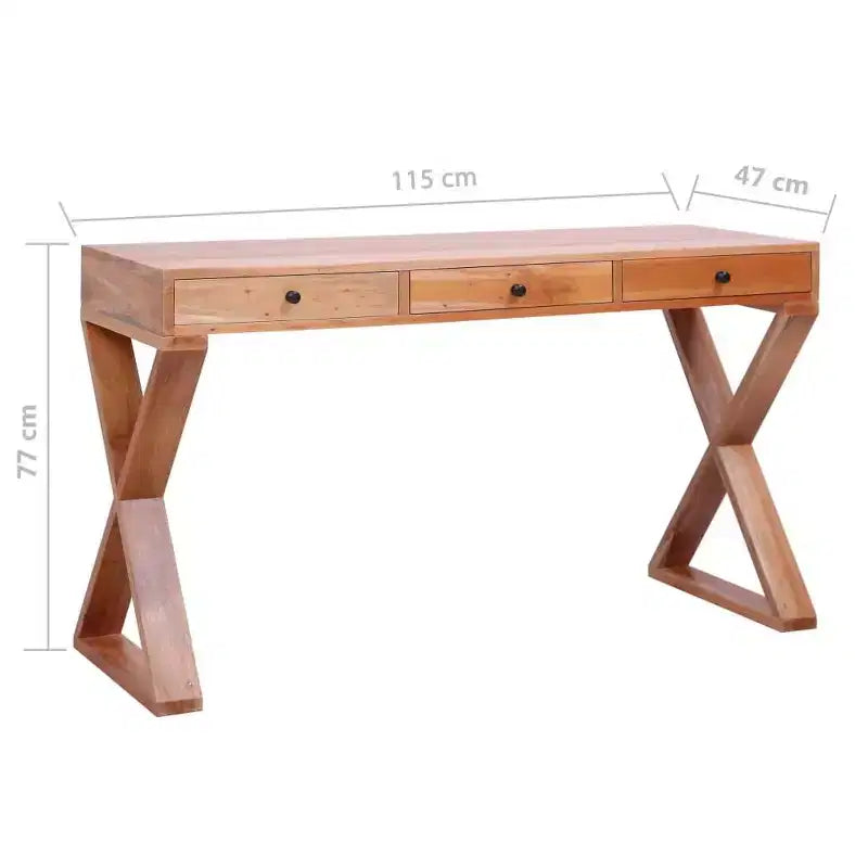 vidaXL Bureau d'ordinateur en bois d'acajou massif marron 115 x 47 x 77 cm