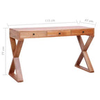 vidaXL Bureau d'ordinateur en bois d'acajou massif marron 115 x 47 x 77 cm