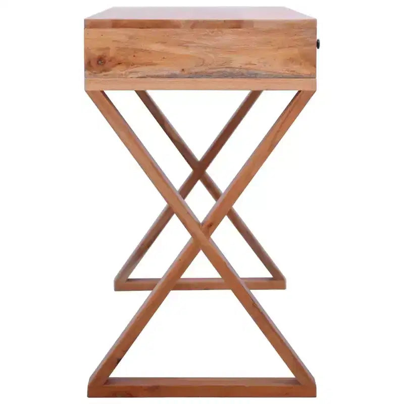 vidaXL Bureau d'ordinateur en bois d'acajou massif marron 115 x 47 x 77 cm