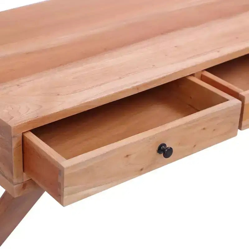 vidaXL Bureau d'ordinateur en bois d'acajou massif marron 115 x 47 x 77 cm
