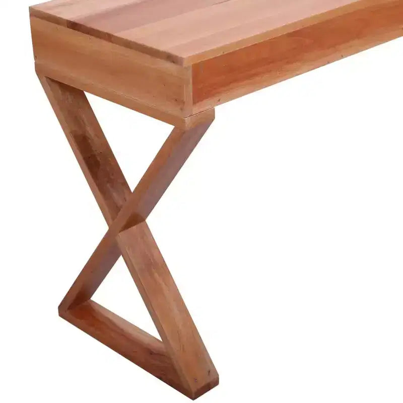 vidaXL Bureau d'ordinateur en bois d'acajou massif marron 115 x 47 x 77 cm