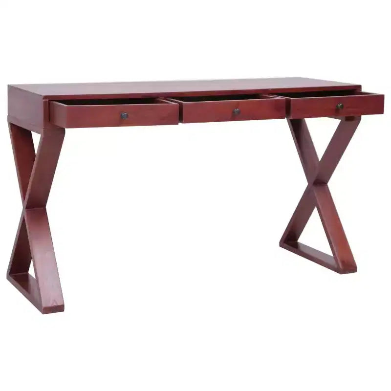 vidaXL Bureau d'ordinateur en bois d'acajou massif marron 115 x 47 x 77 cm