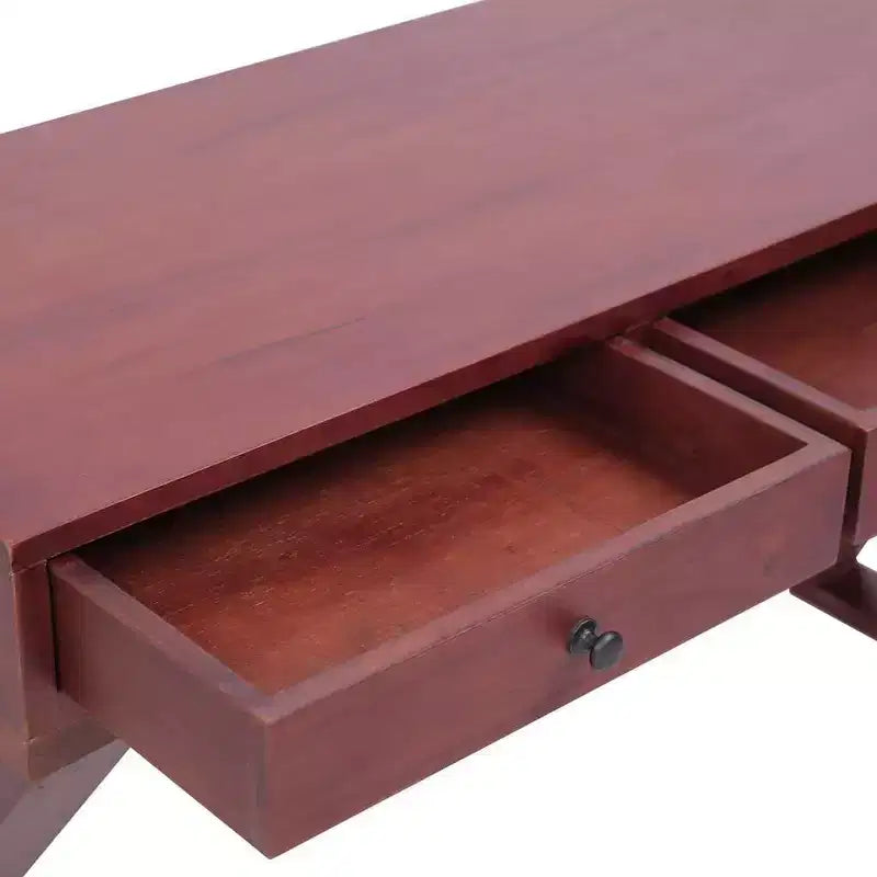 vidaXL Bureau d'ordinateur en bois d'acajou massif marron 115 x 47 x 77 cm