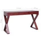 vidaXL Bureau d'ordinateur en bois d'acajou massif marron 115 x 47 x 77 cm
