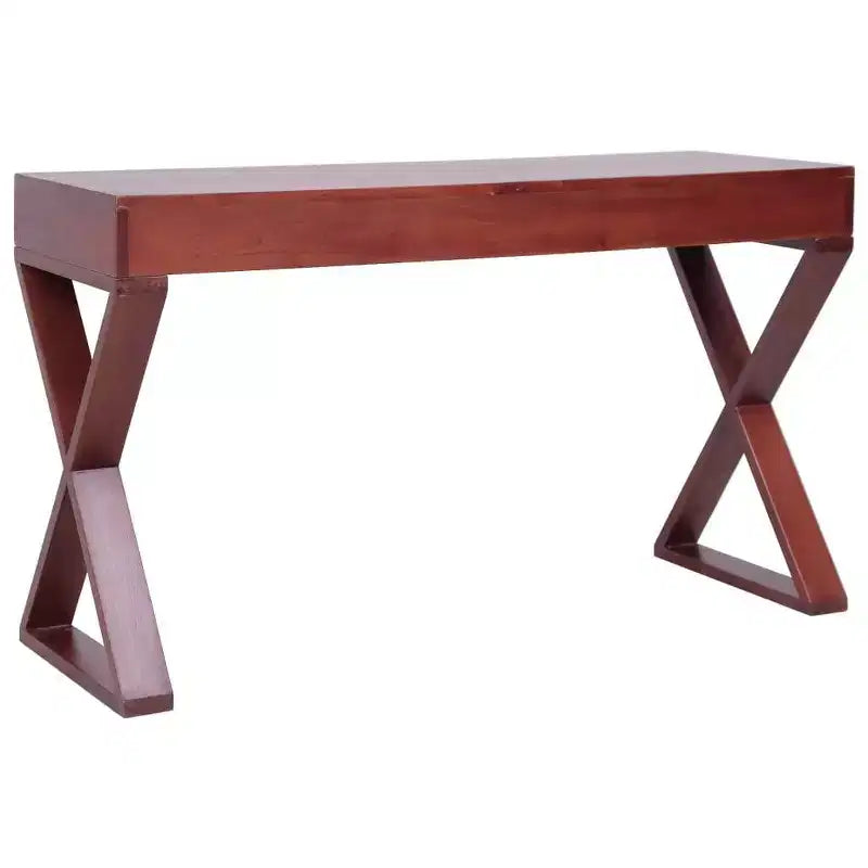 vidaXL Bureau d'ordinateur en bois d'acajou massif marron 115 x 47 x 77 cm