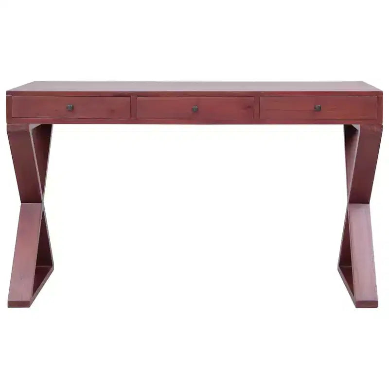 vidaXL Bureau d'ordinateur en bois d'acajou massif marron 115 x 47 x 77 cm
