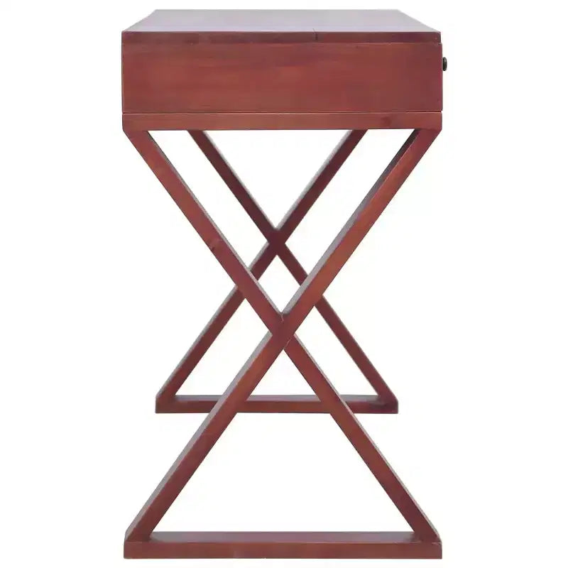 vidaXL Bureau d'ordinateur en bois d'acajou massif marron 115 x 47 x 77 cm