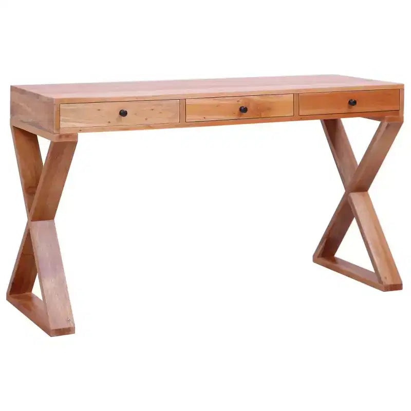 vidaXL Bureau d'ordinateur en bois d'acajou massif marron 115 x 47 x 77 cm