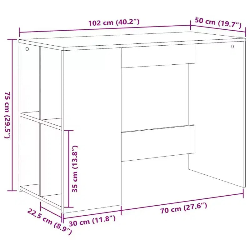 vidaXL Bureau blanc en bois d'ingénierie Bureau de taille moyenne rectangulaire moderne