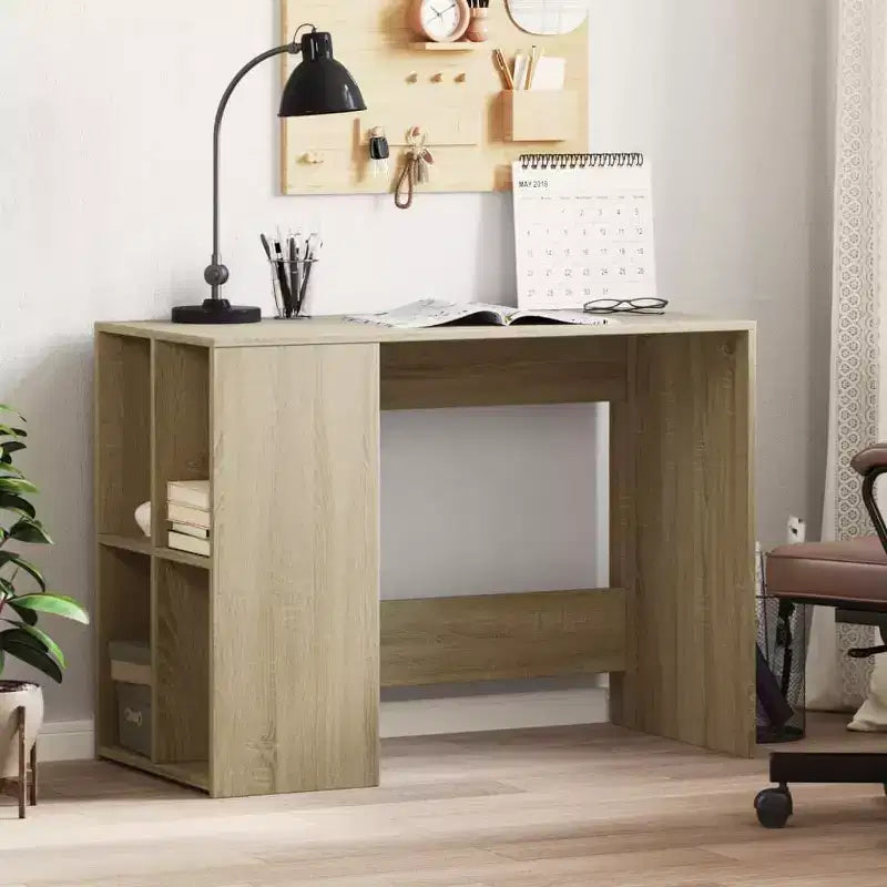 vidaXL Bureau blanc en bois d'ingénierie Bureau de taille moyenne rectangulaire moderne