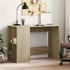 vidaXL Bureau blanc en bois d'ingénierie Bureau de taille moyenne rectangulaire moderne