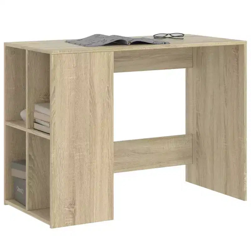 vidaXL Bureau blanc en bois d'ingénierie Bureau de taille moyenne rectangulaire moderne